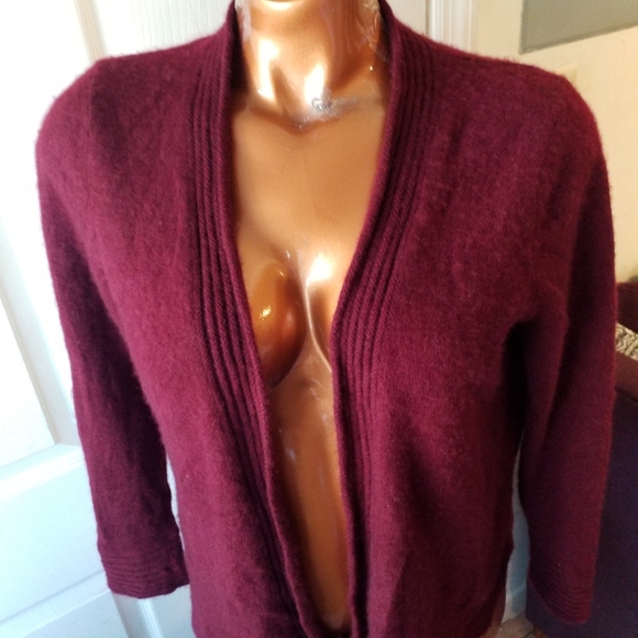 Charter Club 100% Cashmere burgundy Open front Cardigan S - Picture 2 of 11